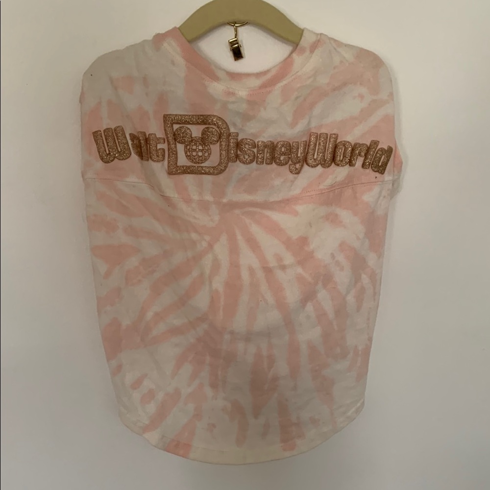 Dog Disney Spirit Jersey Tie-Dye Shirt - Pink and White